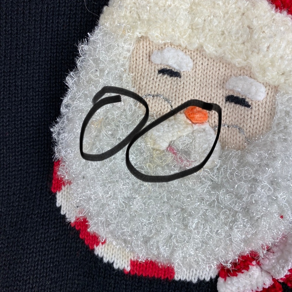 Quacker Factory 2X 18 20 Ugly Sweater Christmas Holiday Santa Claus Red Black - Picture 4 of 5